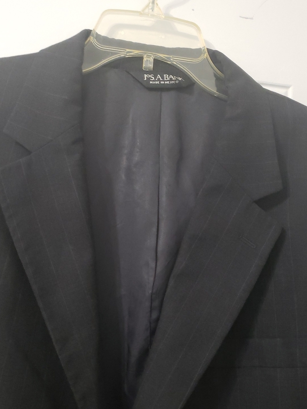 Jos. A. Bank Navy Pinstripe Men's Suit 44L 100% Wool Made In Mexico